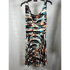 Cynthia Rowley Abstract Tie Dye Fit and Flare Dress Blue Orange XS